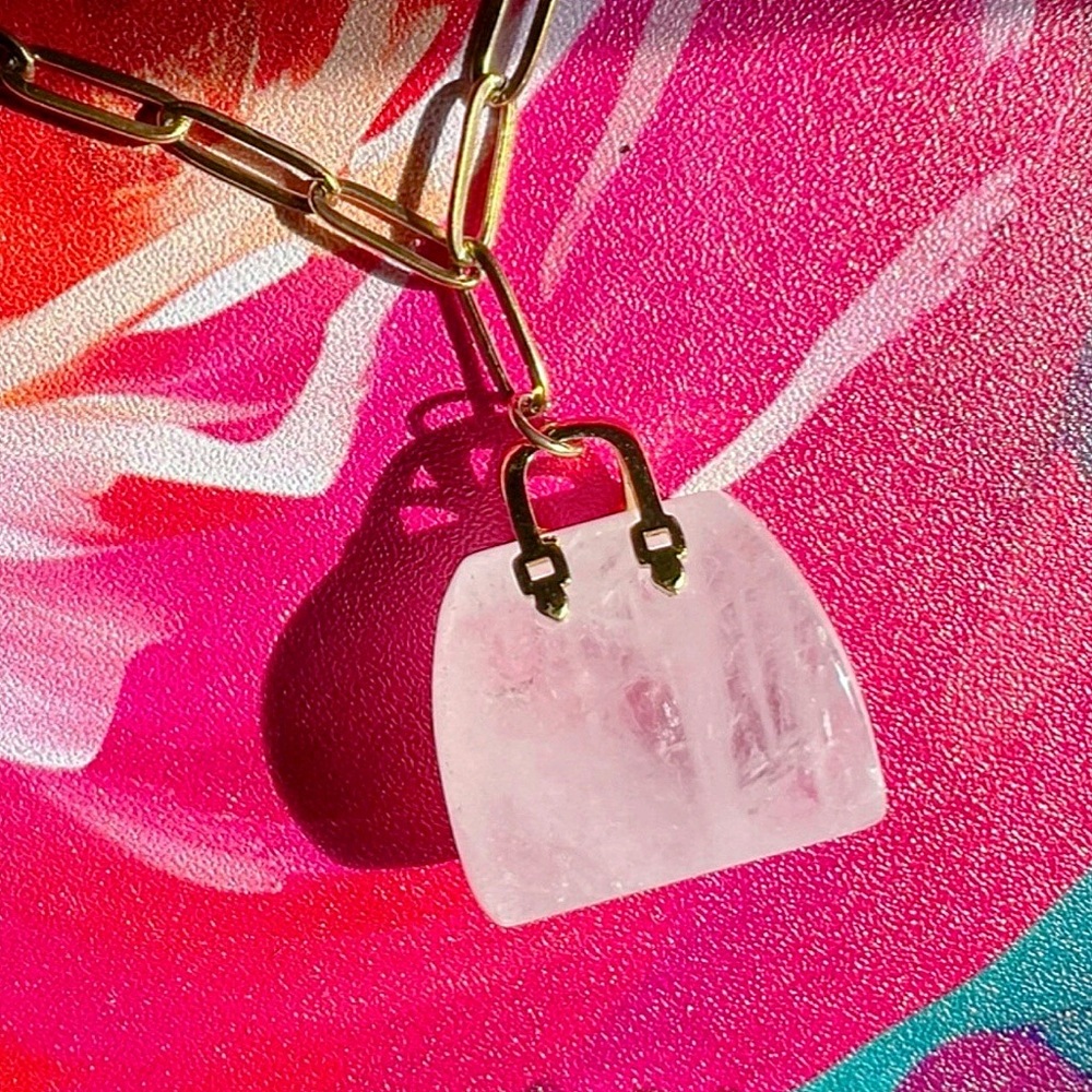 Clear Quartz Purse Necklace